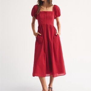 NWT Abercrombie Emerson Puff Sleeve Midi Dress